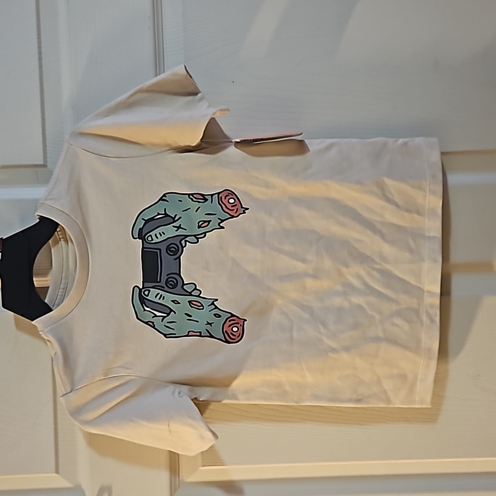 WONDER NATION BOYS ZOMBIE GRAPHIC TEE: KHAKI: NEW WITH TAGS: S (6/7)
